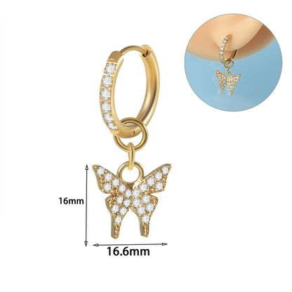 1 Piece Simple Style Animal Inlay Stainless Steel Zircon Ear Studs