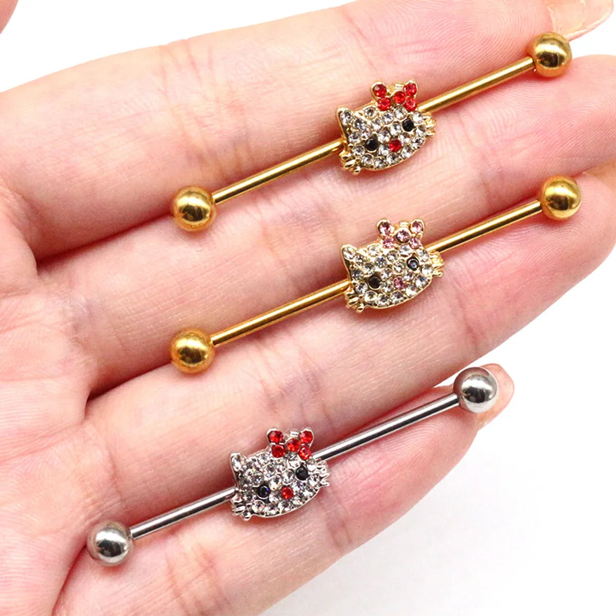 1 Piece Simple Style Animal Plating Inlay Stainless Steel Copper Rhinestones White Gold Plated Gold Plated Ear Studs