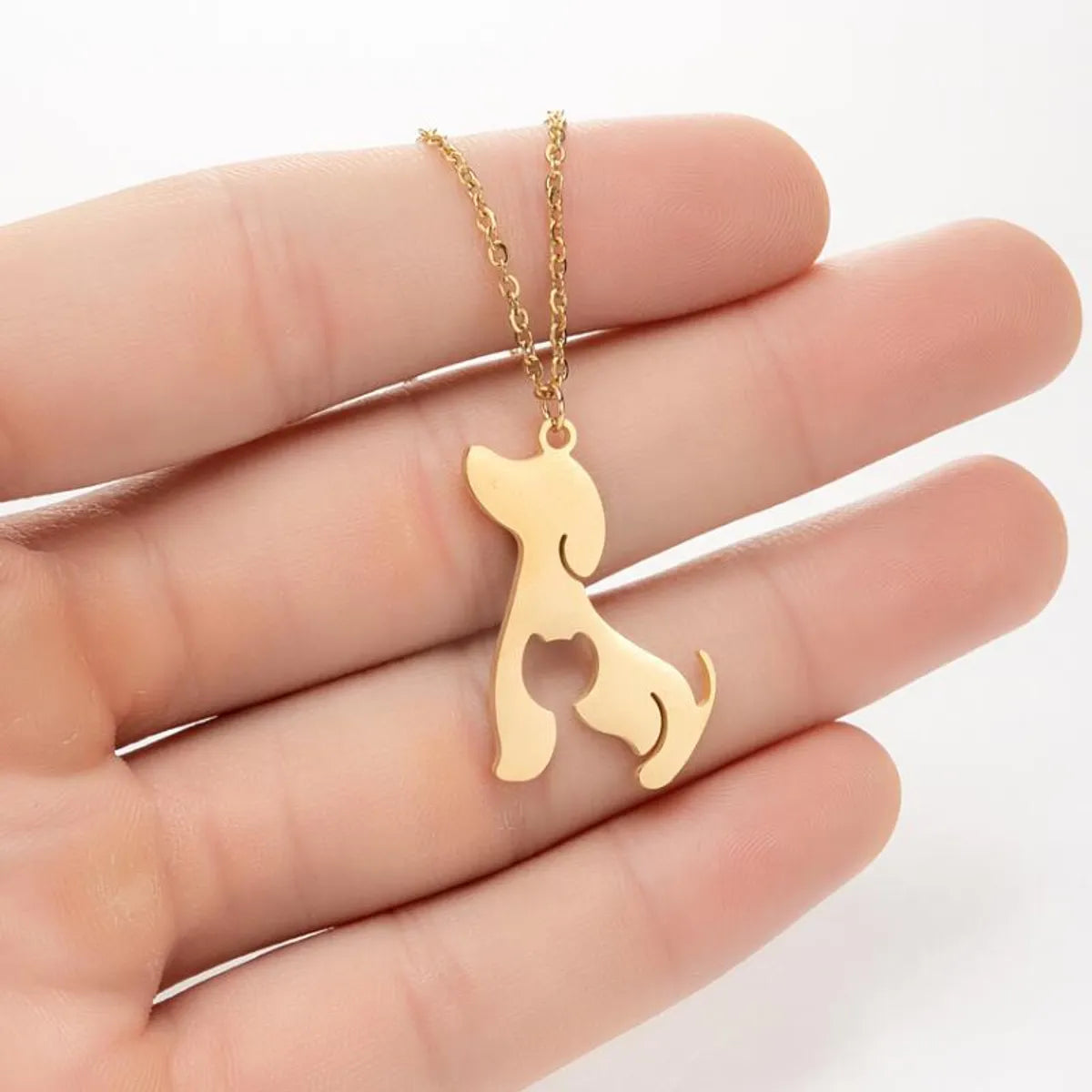 Stainless Steel Titanium Steel Simple Style Hollow Out Animal Pendant Necklace