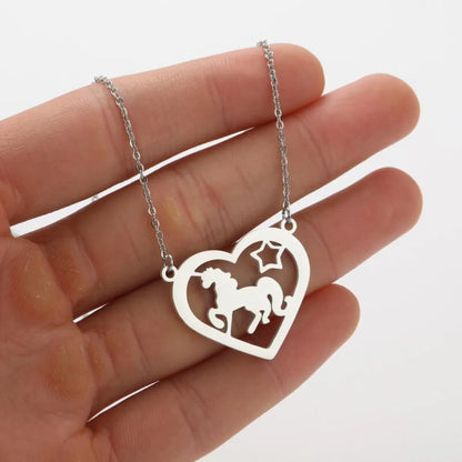 Stainless Steel Titanium Steel Simple Style Hollow Out Animal Pendant Necklace