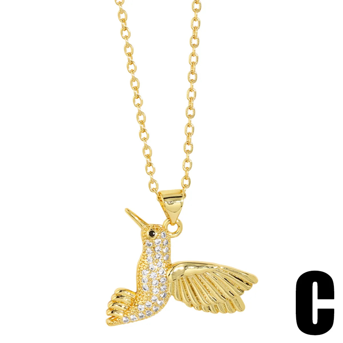 1 Piece Simple Style Bird Copper Inlay Zircon Pendant Necklace