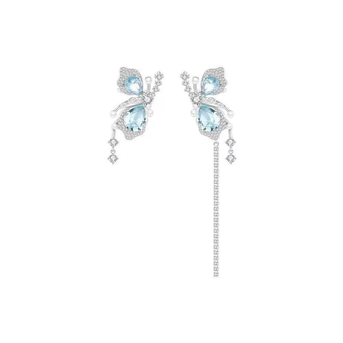 1 Piece Simple Style Butterfly Inlay Alloy Zircon Drop Earrings