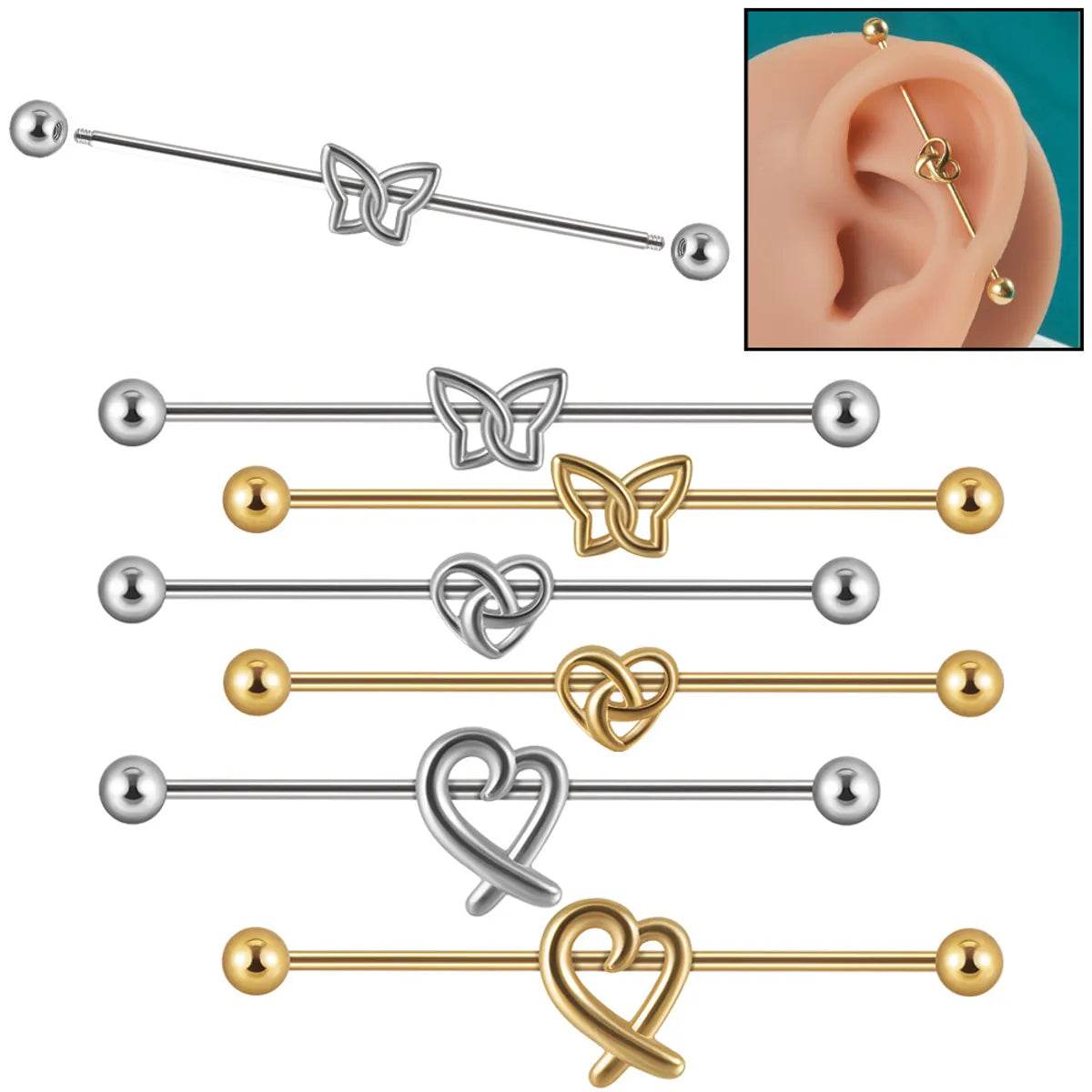 1 Piece Simple Style Butterfly Plating Stainless Steel Ear Studs