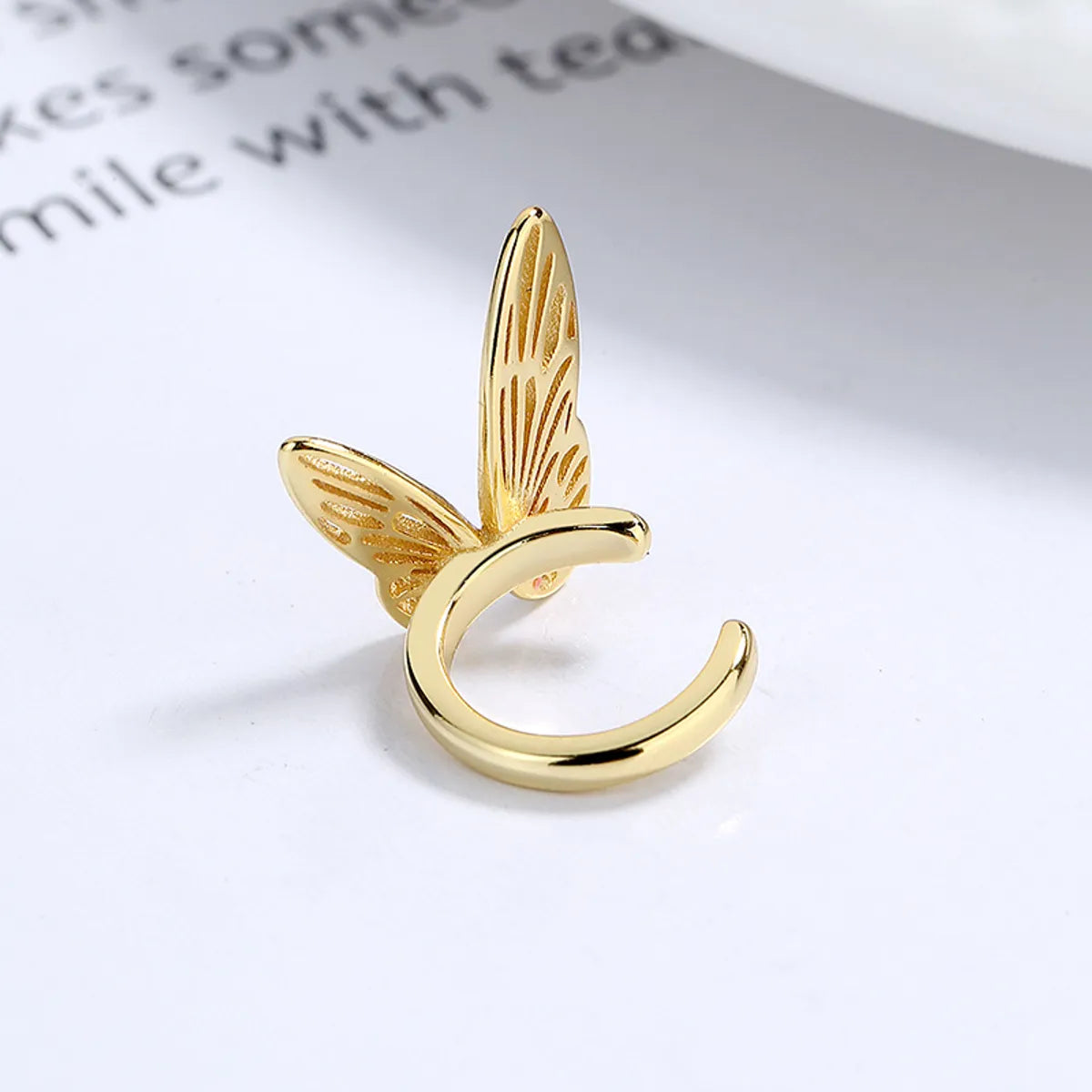 1 Piece Simple Style Butterfly Plating Sterling Silver Ear Cuffs