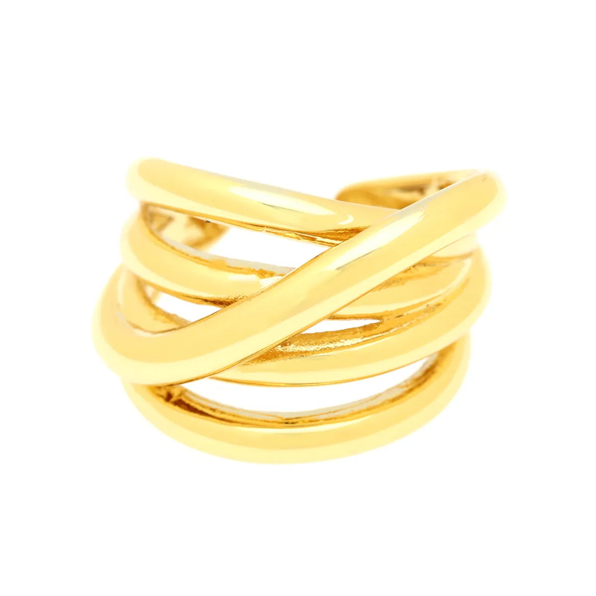 Simple Style C Shape Lines Copper 18k Gold Plated Open Ring In Bulk