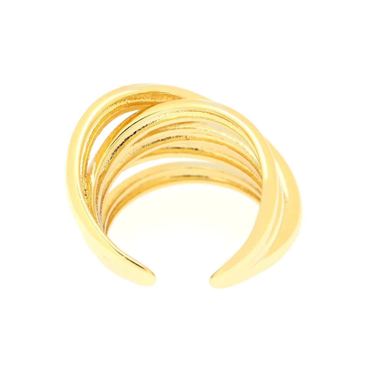 Simple Style C Shape Lines Copper 18k Gold Plated Open Ring In Bulk