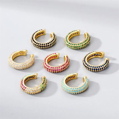 1 Piece Simple Style C Shape Plating Inlay Copper Zircon Gold Plated Ear Clips