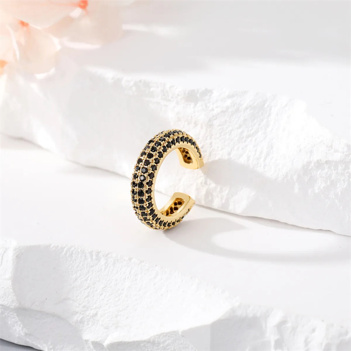 1 Piece Simple Style C Shape Plating Inlay Copper Zircon Gold Plated Ear Clips