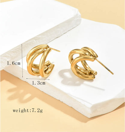 1 Piece Simple Style C Shape Titanium Steel Ear Studs