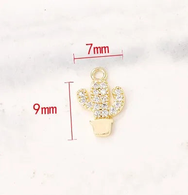 1 Piece Simple Style Cactus Copper Plating Inlay Pendant Jewelry Accessories