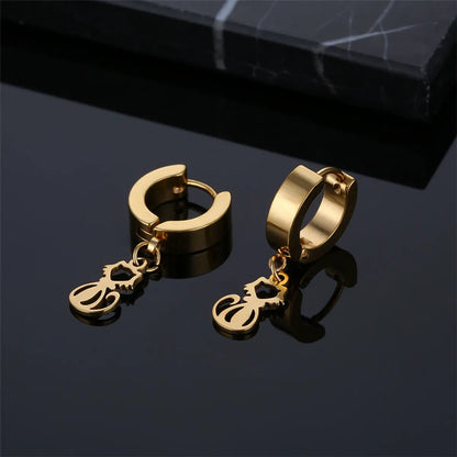 1 Piece Simple Style Cat Plating Stainless Steel Drop Earrings