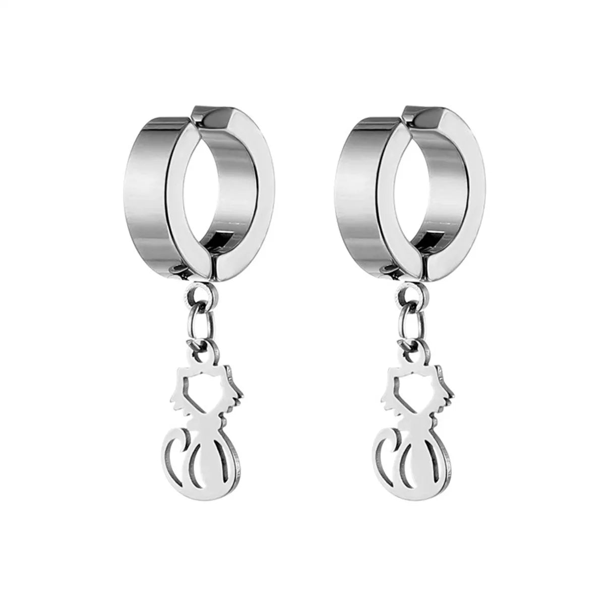 1 Piece Simple Style Cat Plating Stainless Steel Drop Earrings