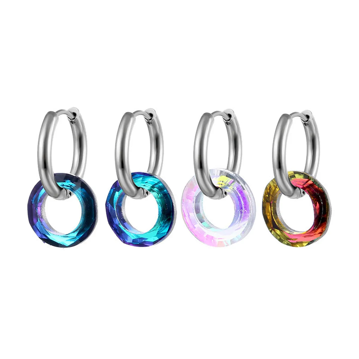 1 Piece Simple Style Circle Polishing Stainless Steel Earrings