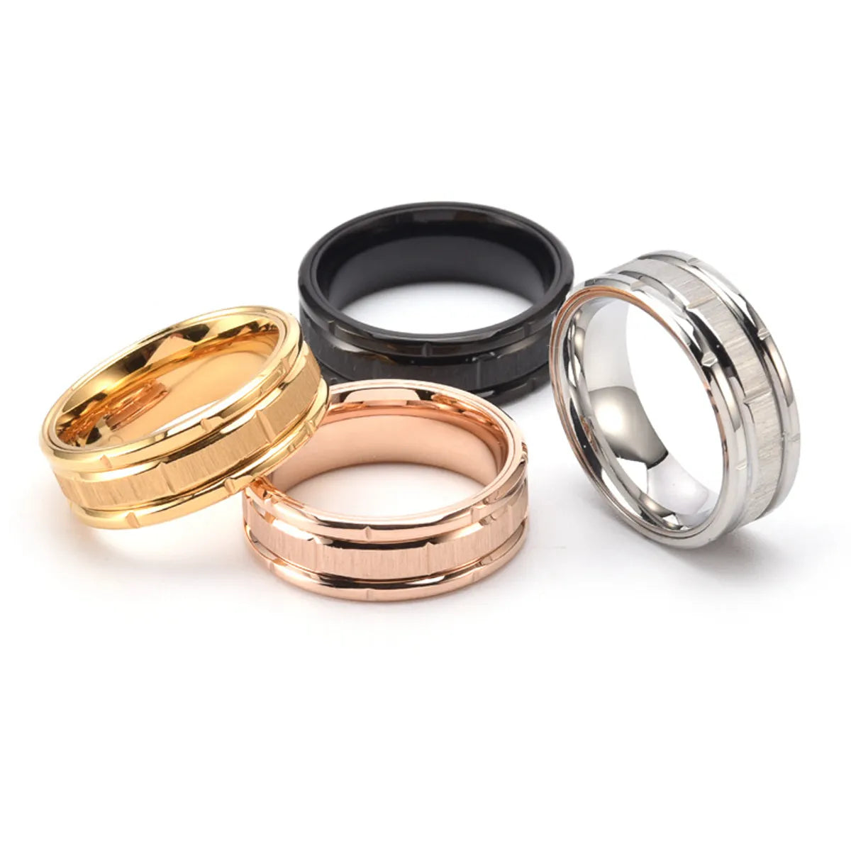 1 Piece Simple Style Circle Solid Color Stainless Steel Polishing Plating Rings