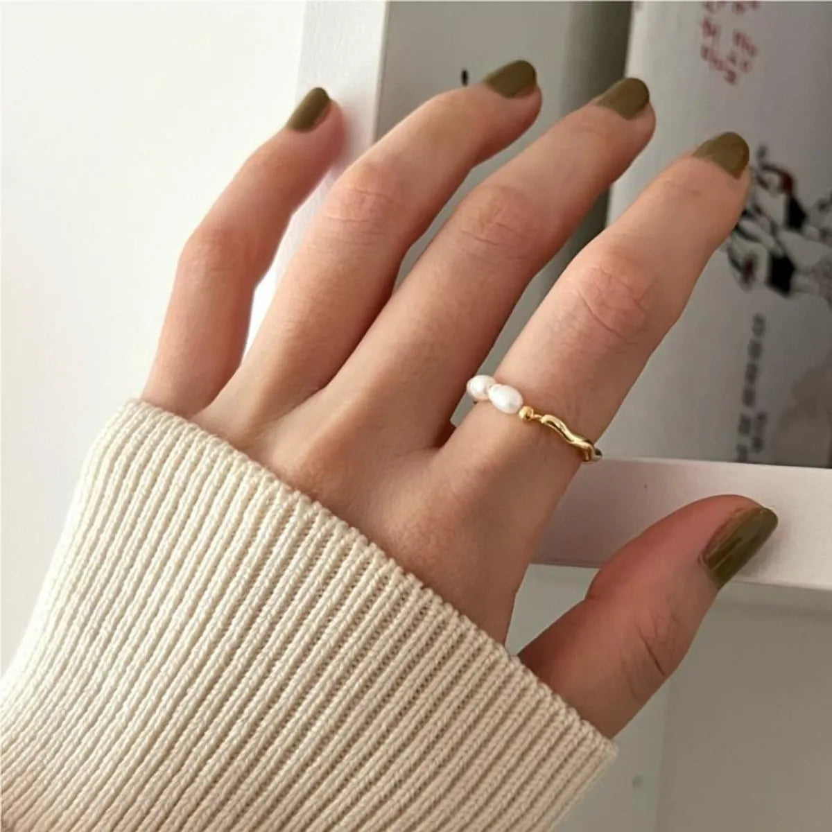 1 Piece Simple Style Circle Sterling Silver Pearl Plating 18k Gold Plated Rings