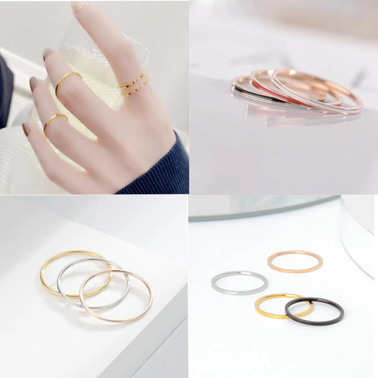 1 Piece Simple Style Circle Titanium Steel Plating Rings