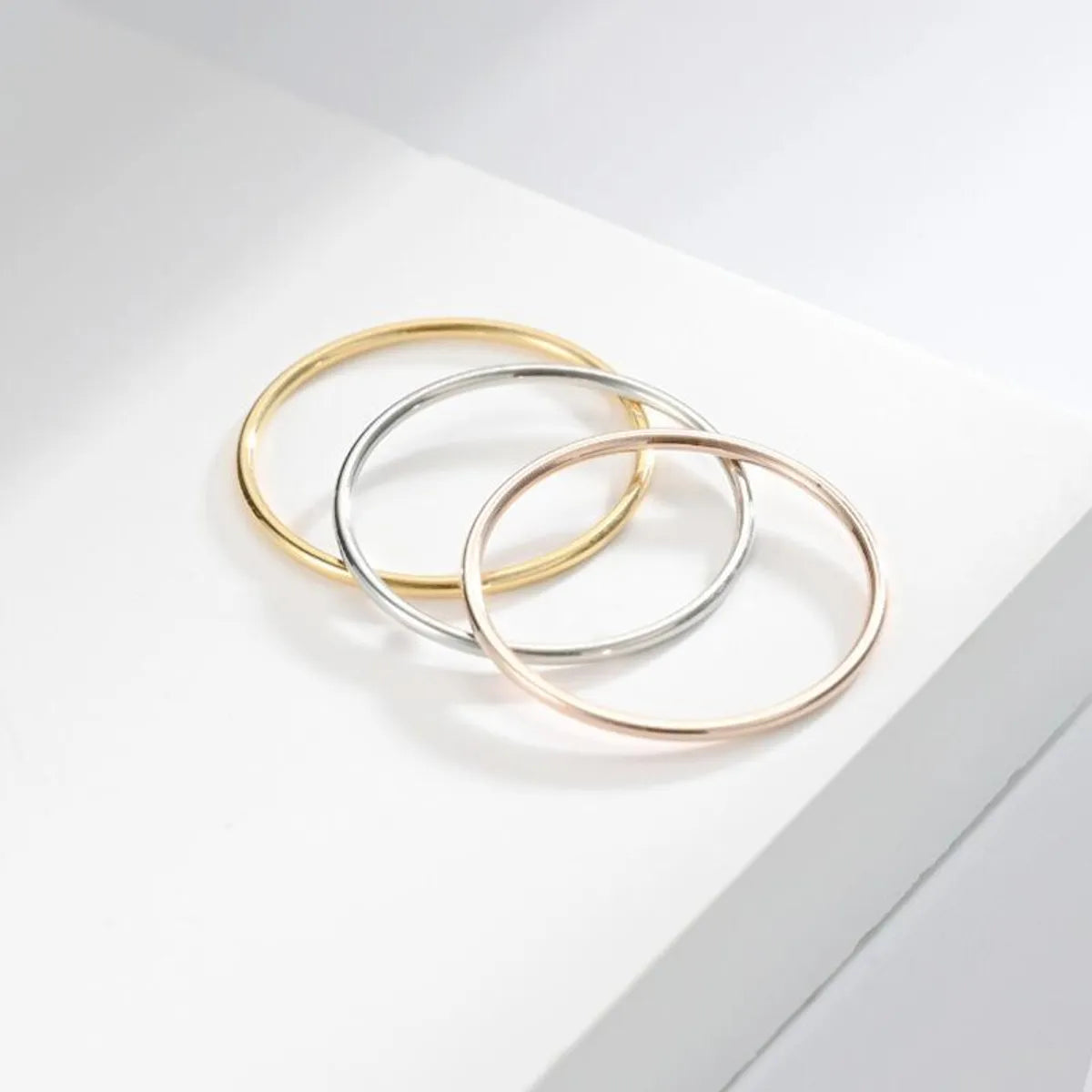 1 Piece Simple Style Circle Titanium Steel Plating Rings