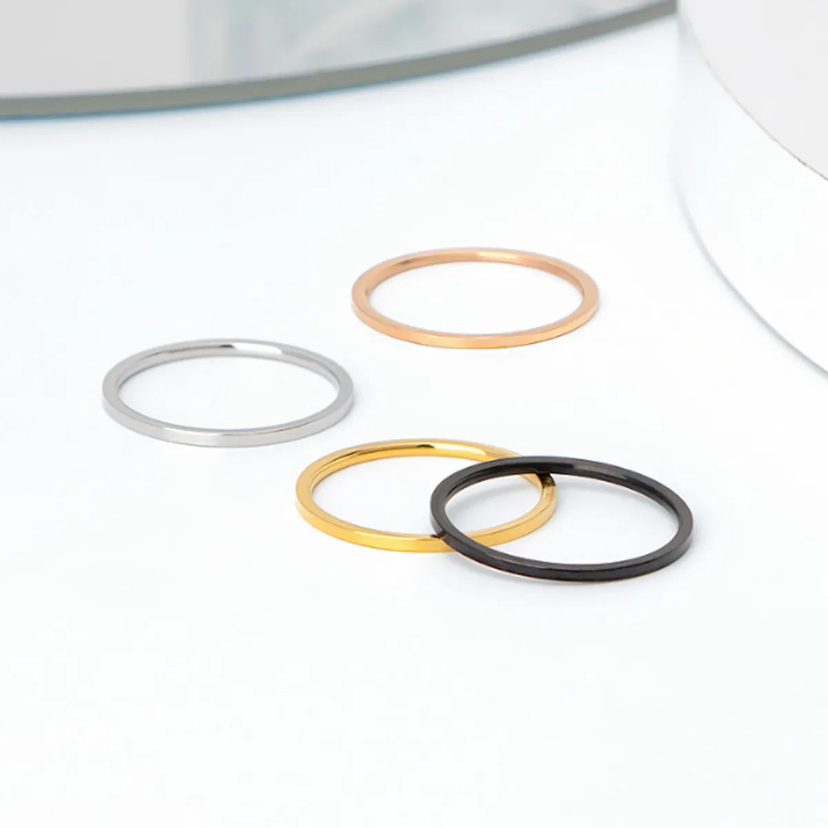 1 Piece Simple Style Circle Titanium Steel Plating Rings