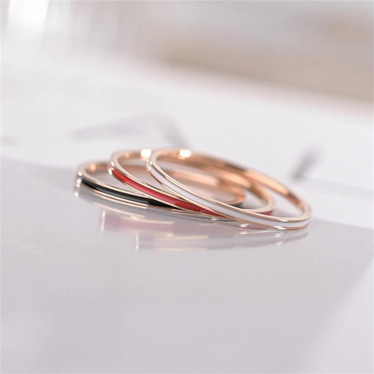 1 Piece Simple Style Circle Titanium Steel Plating Rings