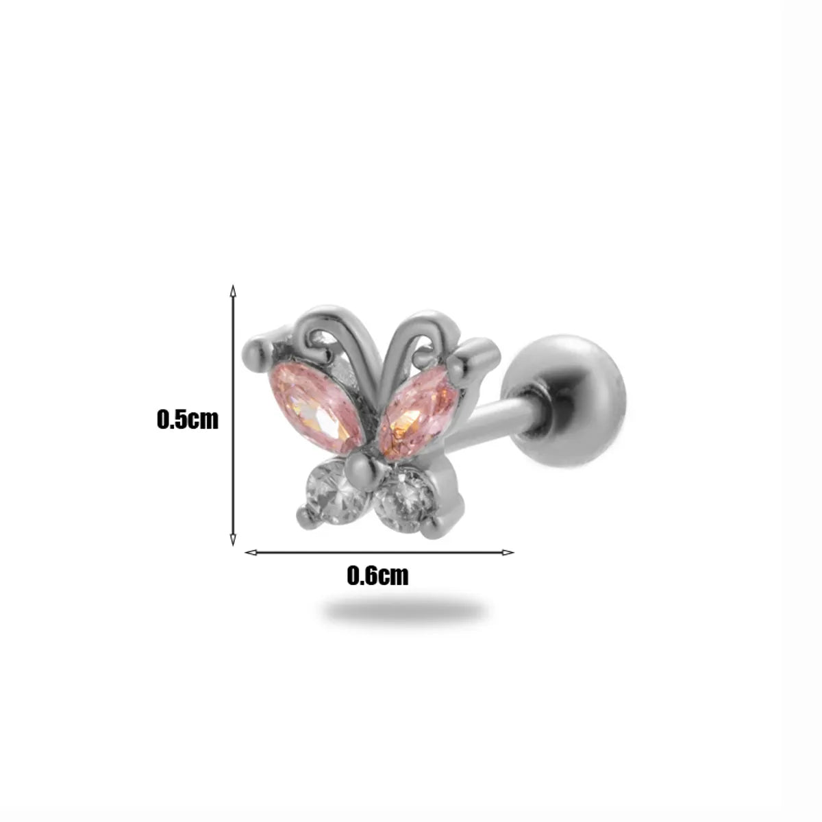 1 Piece Ear Cartilage Rings & Studs Simple Style Classic Style Butterfly 316 Stainless Steel  Copper Plating Inlay Zircon