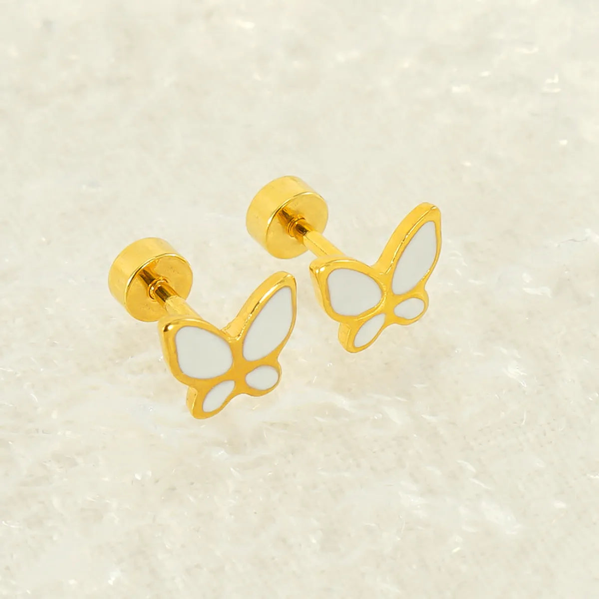 1 Piece Simple Style Classic Style Butterfly Polishing Plating Stainless Steel 18k Gold Plated Ear Studs