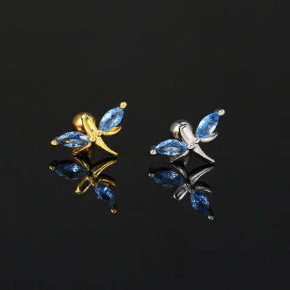 1 Piece Simple Style Classic Style Geometric Butterfly Inlay Copper Zircon Ear Studs