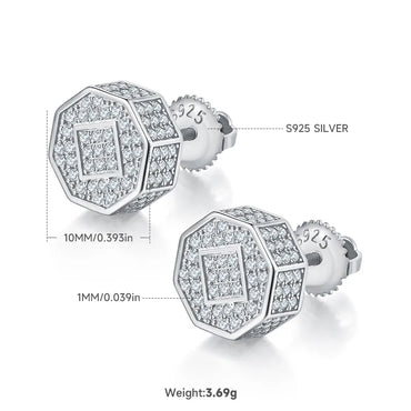 1 Piece Simple Style Classic Style Geometric Inlay Sterling Silver Moissanite Ear Studs