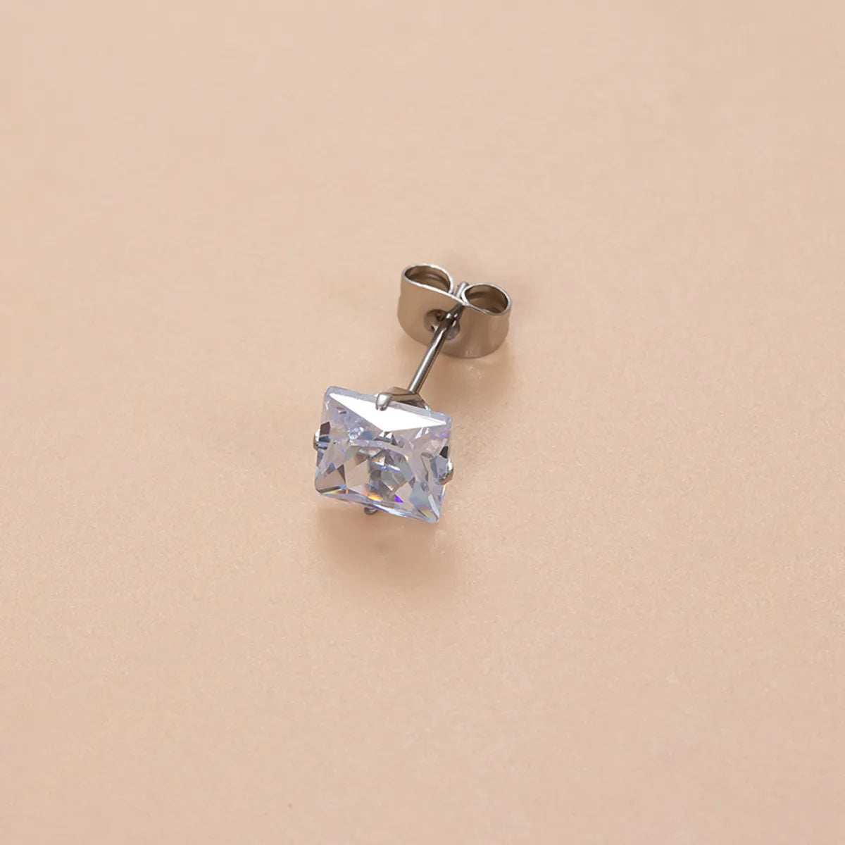 1 Piece Ear Cartilage Rings & Studs Simple Style Classic Style Geometric Square 316 Stainless Steel  Plating Inlay Zircon