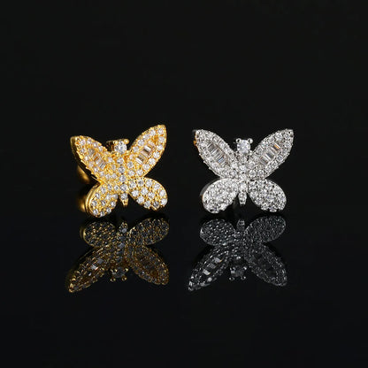 1 Piece Simple Style Classic Style Heart Shape Butterfly Inlay Copper Zircon Ear Studs