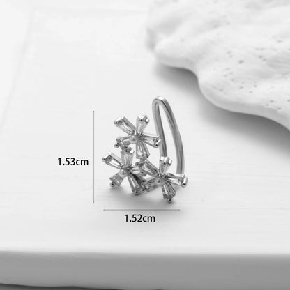 1 Piece Simple Style Classic Style Heart Shape Flower Bow Knot Inlay Copper Zircon Ear Cuffs