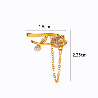 1 Piece Simple Style Classic Style Heart Shape Flower Bow Knot Inlay Copper Zircon Ear Cuffs