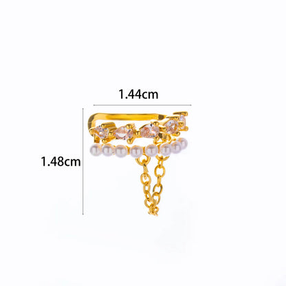 1 Piece Simple Style Classic Style Heart Shape Flower Bow Knot Inlay Copper Zircon Ear Cuffs