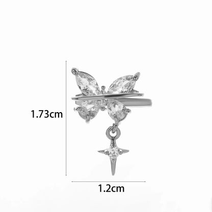 1 Piece Simple Style Classic Style Heart Shape Flower Bow Knot Inlay Copper Zircon Ear Cuffs