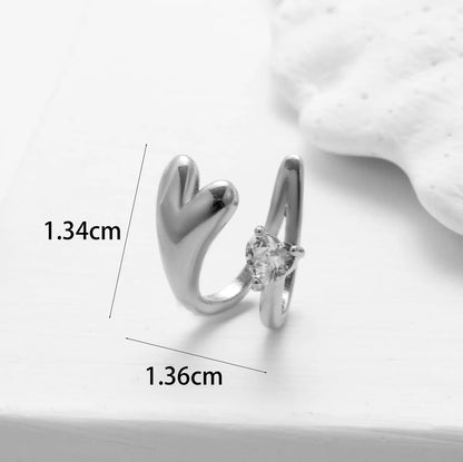 1 Piece Simple Style Classic Style Heart Shape Flower Bow Knot Inlay Copper Zircon Ear Cuffs