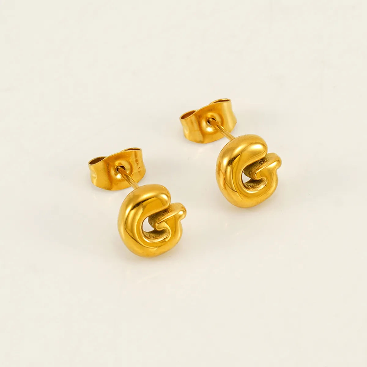 1 Piece Simple Style Classic Style Letter Plating 304 Stainless Steel 18K Gold Plated Ear Studs