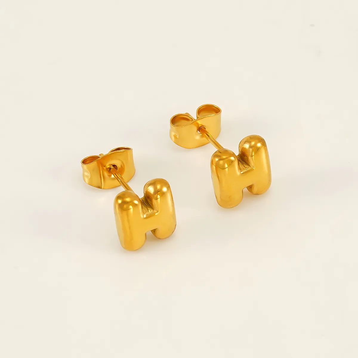 1 Piece Simple Style Classic Style Letter Plating 304 Stainless Steel 18K Gold Plated Ear Studs