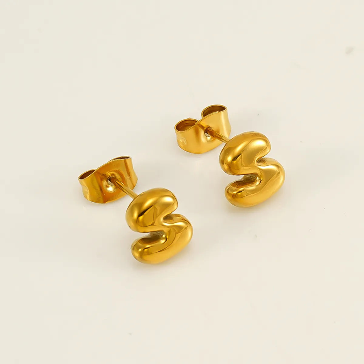 1 Piece Simple Style Classic Style Letter Plating 304 Stainless Steel 18K Gold Plated Ear Studs