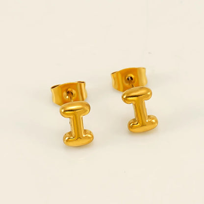 1 Piece Simple Style Classic Style Letter Plating 304 Stainless Steel 18K Gold Plated Ear Studs