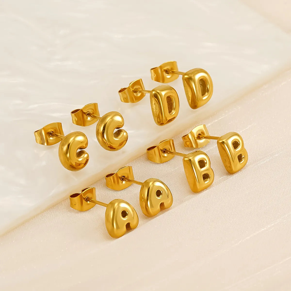 1 Piece Simple Style Classic Style Letter Plating 304 Stainless Steel 18K Gold Plated Ear Studs