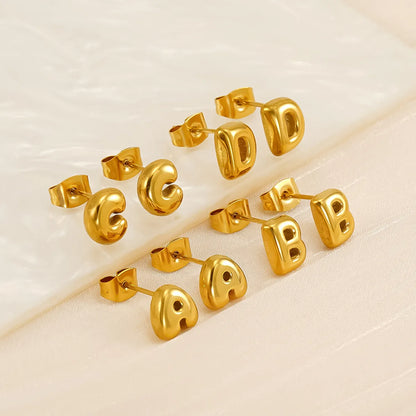 1 Piece Simple Style Classic Style Letter Plating 304 Stainless Steel 18K Gold Plated Ear Studs