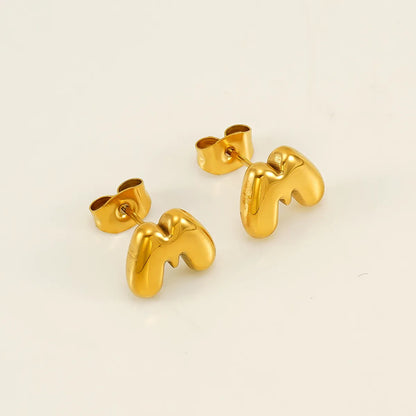 1 Piece Simple Style Classic Style Letter Plating 304 Stainless Steel 18K Gold Plated Ear Studs