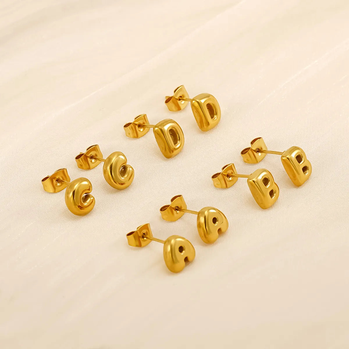 1 Piece Simple Style Classic Style Letter Plating 304 Stainless Steel 18K Gold Plated Ear Studs