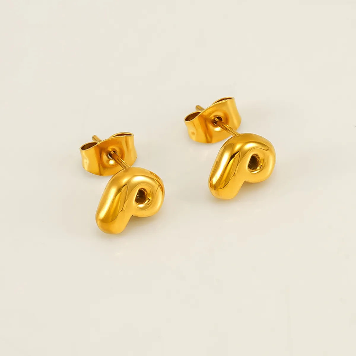 1 Piece Simple Style Classic Style Letter Plating 304 Stainless Steel 18K Gold Plated Ear Studs