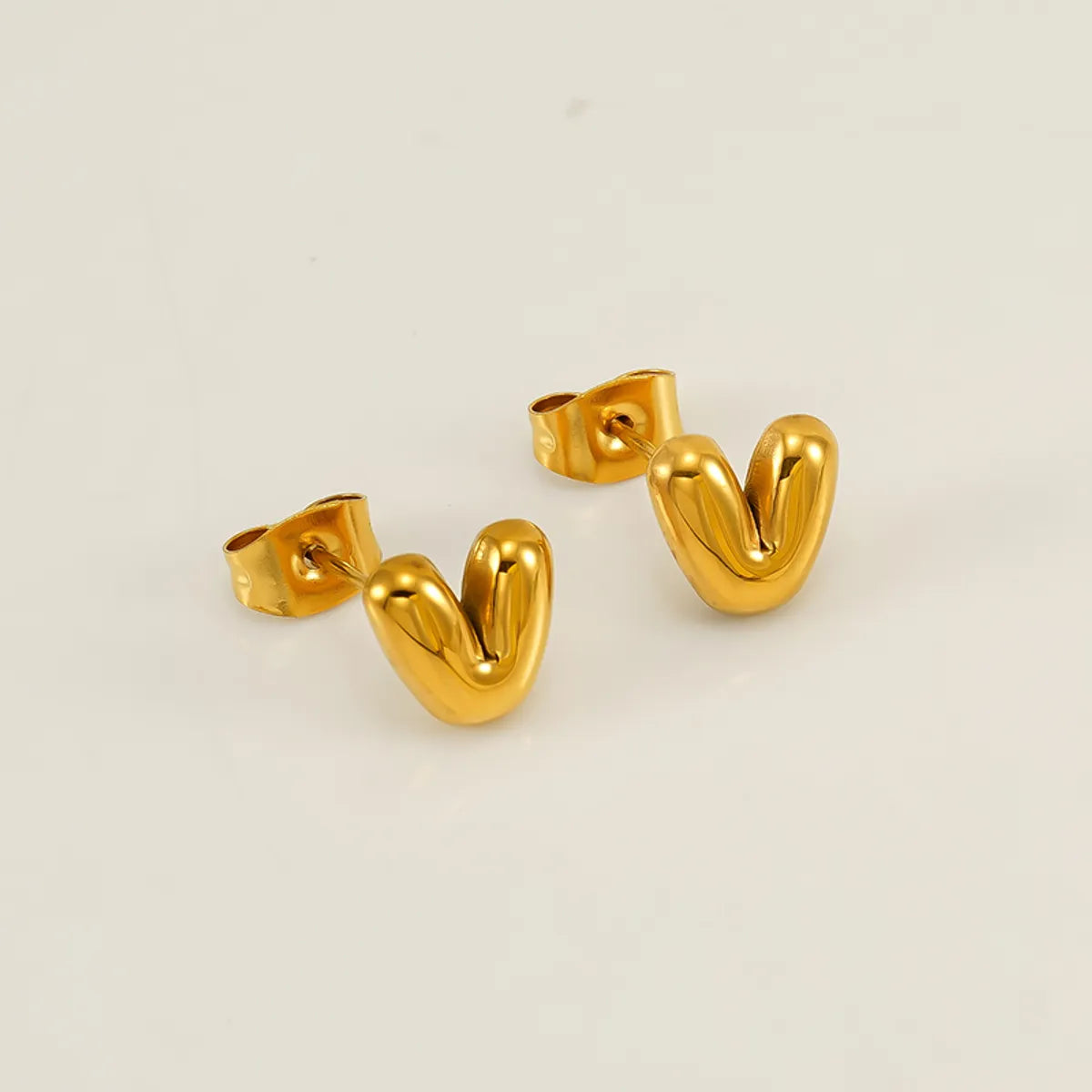 1 Piece Simple Style Classic Style Letter Plating 304 Stainless Steel 18K Gold Plated Ear Studs