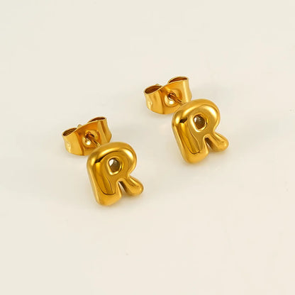 1 Piece Simple Style Classic Style Letter Plating 304 Stainless Steel 18K Gold Plated Ear Studs