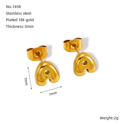 1 Piece Simple Style Classic Style Letter Plating 304 Stainless Steel 18K Gold Plated Ear Studs