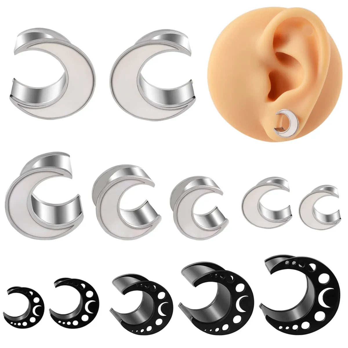 1 Piece Simple Style Classic Style Moon Plating Stainless Steel Gold Plated Ear Studs