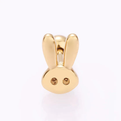 1 Piece Simple Style Classic Style Rabbit Heart Shape Skull Plating Inlay 316L Stainless Steel  Zircon 14K Gold Plated Cartilage Earrings