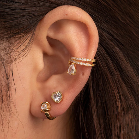 1 Piece Simple Style Classic Style Round Water Droplets Heart Shape Inlay Stainless Steel Zircon Ear Studs