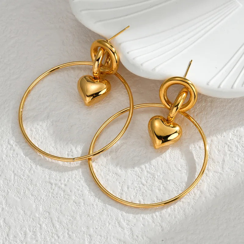 1 Piece Simple Style Classic Style Solid Color Plating 304 Stainless Steel 18K Gold Plated Drop Earrings